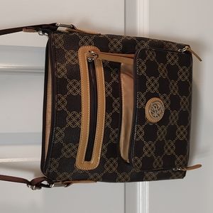 Very cute beige brown patterned shoulder bag